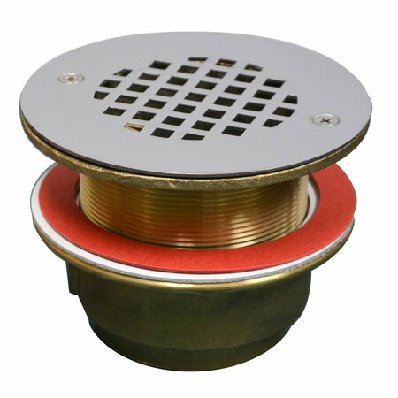 JONES STEPHENS 2 in. IPS Bronze Shower Drain with Long Pattern Spud and Stainless Steel Strainer D68512